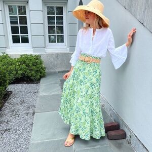 ISO Green Printed Madison Mathews Maxi Skirt